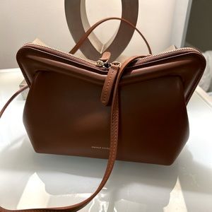 Mansur Gavriel $745 Mini M Frame Brown Leather Crossbody / Clutch
